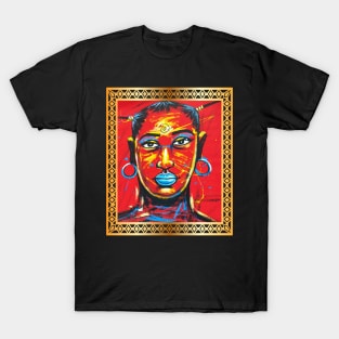 African Woman, Afro African Artwork, Black History T-Shirt